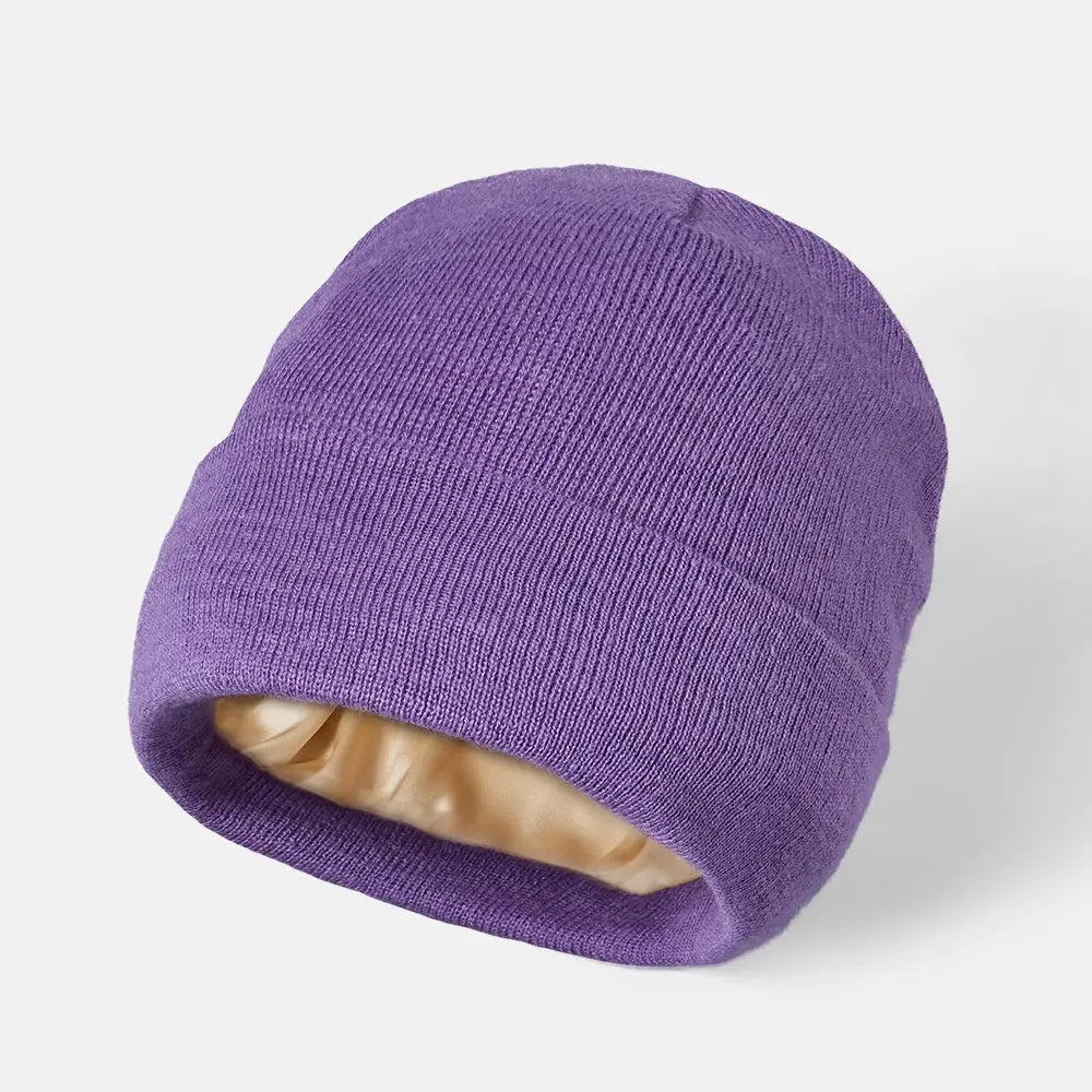 Blank Cuffed Satin Lined Beanie Wholesale - 1176Â Purple Foremost Hat
