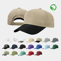 Blank Laser Perforated 5 Panel Performance Snapback Golf Hat Wholesale - 6526 (Recycled Polyester) Foremost Hat