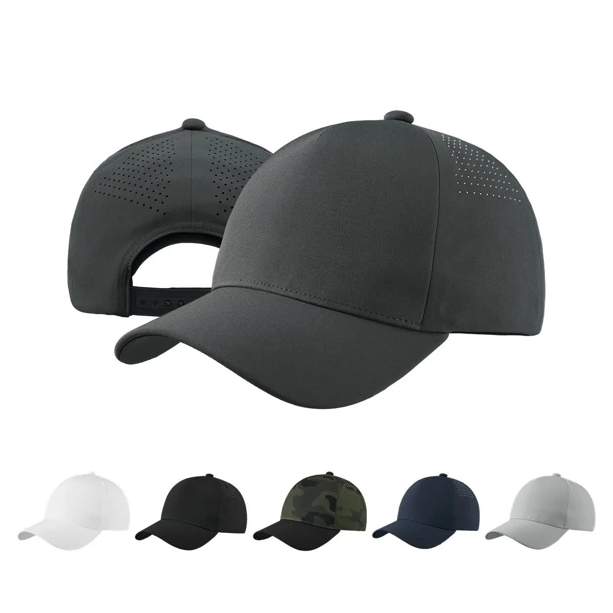 Blank Seamless Water Repellent Perforated 5 Panel Performance Snapback Golf Hat Wholesale - 5312