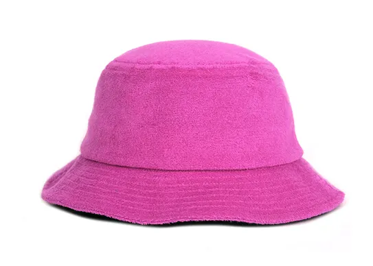 Terry Cloth Floppy Brim Bucket Hat in Purple