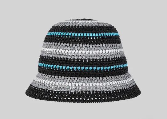 black crochet summer bucket hat